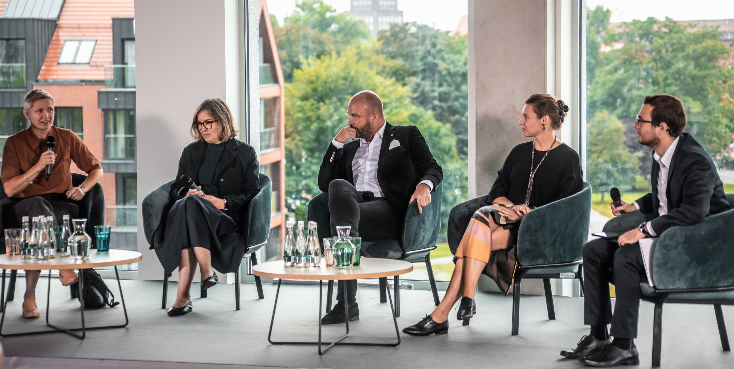 Opening of Concordia Design Wrocław.From the left: Fokke Moerel - Partner at MVRDV architecture office, Nathalie de Vries - Co-founder of MVRDV architecture office, Jacek Sutryk - President of Wrocław, Ewa Voelkel-Krokowicz - CEO of Concordia Design, Michał Karbowiak - Community Manager of Concordia Design Wrocław. 