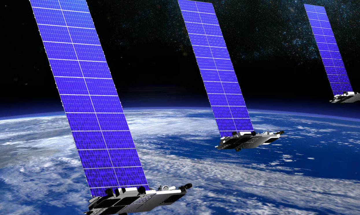 Satelity Starlink w przestrzeni kosmicznej. Europa chce uniezależnić się od Starlinka a prace w tym zakresie prowadzi Europejska Agencja Kosmiczna, która przy tym projekcie współpracuje wrocławską spółką Thorium Space.